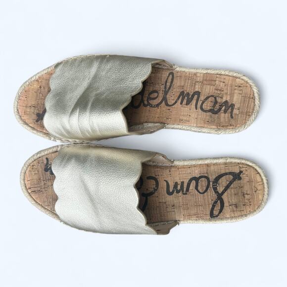 Sam Edelman Andy Espadrille Gold Slide Slip On Sandal Women's size 9 M Preppy - Picture 8 of 8